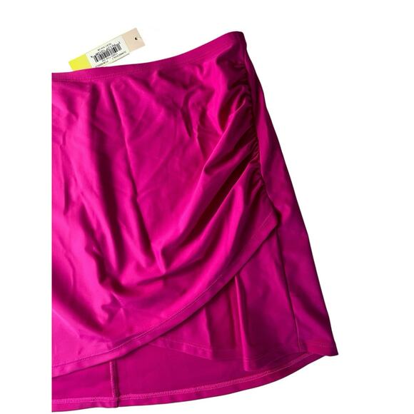 Summersalt Women’s Size XL Ruched Swim Skirt Cover Up Pink Hibiscus - Picture 2 of 4